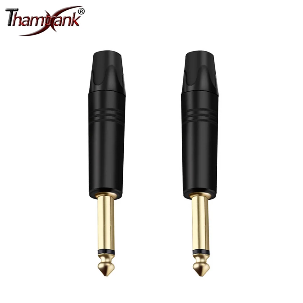 

50pcs Gold Plated Brass Microphone Plug Connector 6.35mm 1/4 Inch Mono/Stereo Male Plug Jack 2/3Poles Soldering Wire Connector