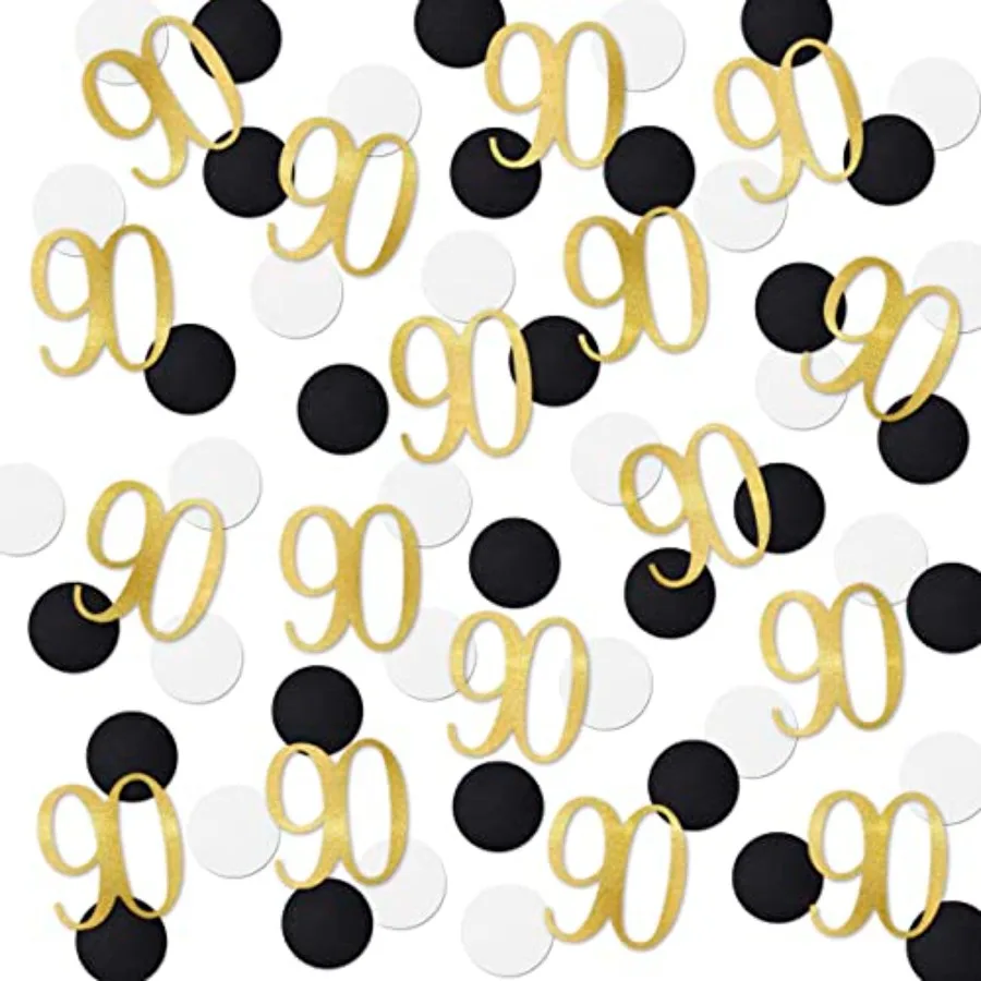 

Gold Glitter 90 Confetti, 90th Birthday Number Confetti, 200pcs Anniversary Party Table Decoration Supplies