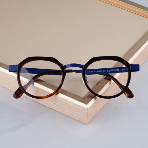 Imagen 2 del producto Monturas de gafas de aleación de acetato de alta calidad hechas a mano de estilo japonés para hombres y mujeres, gafas Retro de moda de marca de diseñador para siempre