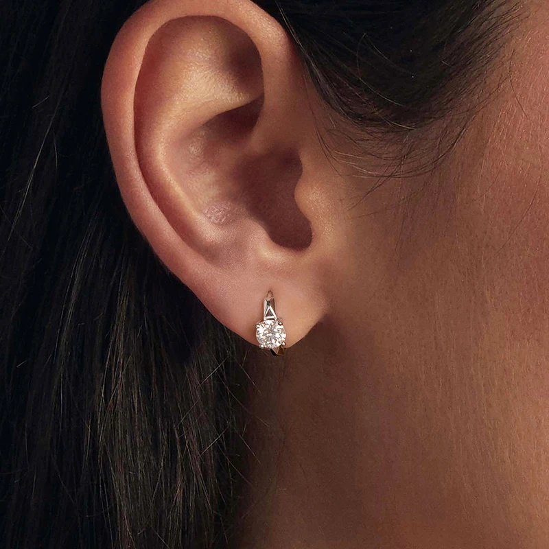 

Серьги-кольца Bamoer U 0,5 карата с муассанитом, серьги-кольца Geometri Huggie, стерлинговое серебро 925 пробы, 4 зубца, круглый вырез, женские серьги-кольца
