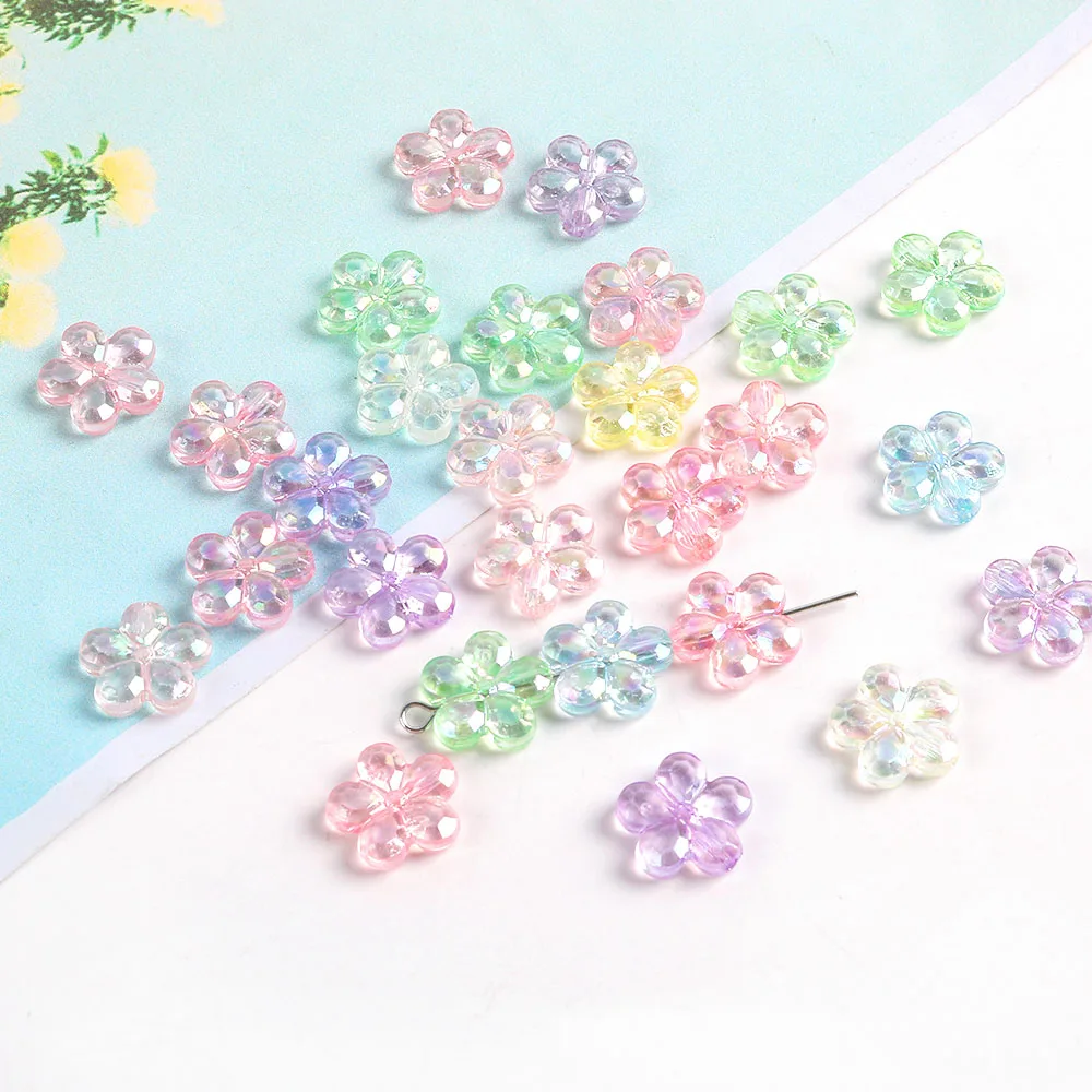 Breloques en acrylique à fleurs colorées douces, perle pour bijoux, porte-clés bricolage, collier, boucle d'oreille, accessoires, vente en gros, 30 pièces