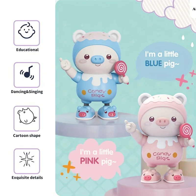 CYGJ-Upgraded Electronic Pets Pig Dancing , Electric Lighting Music Twisting Swing Left And Right Walking