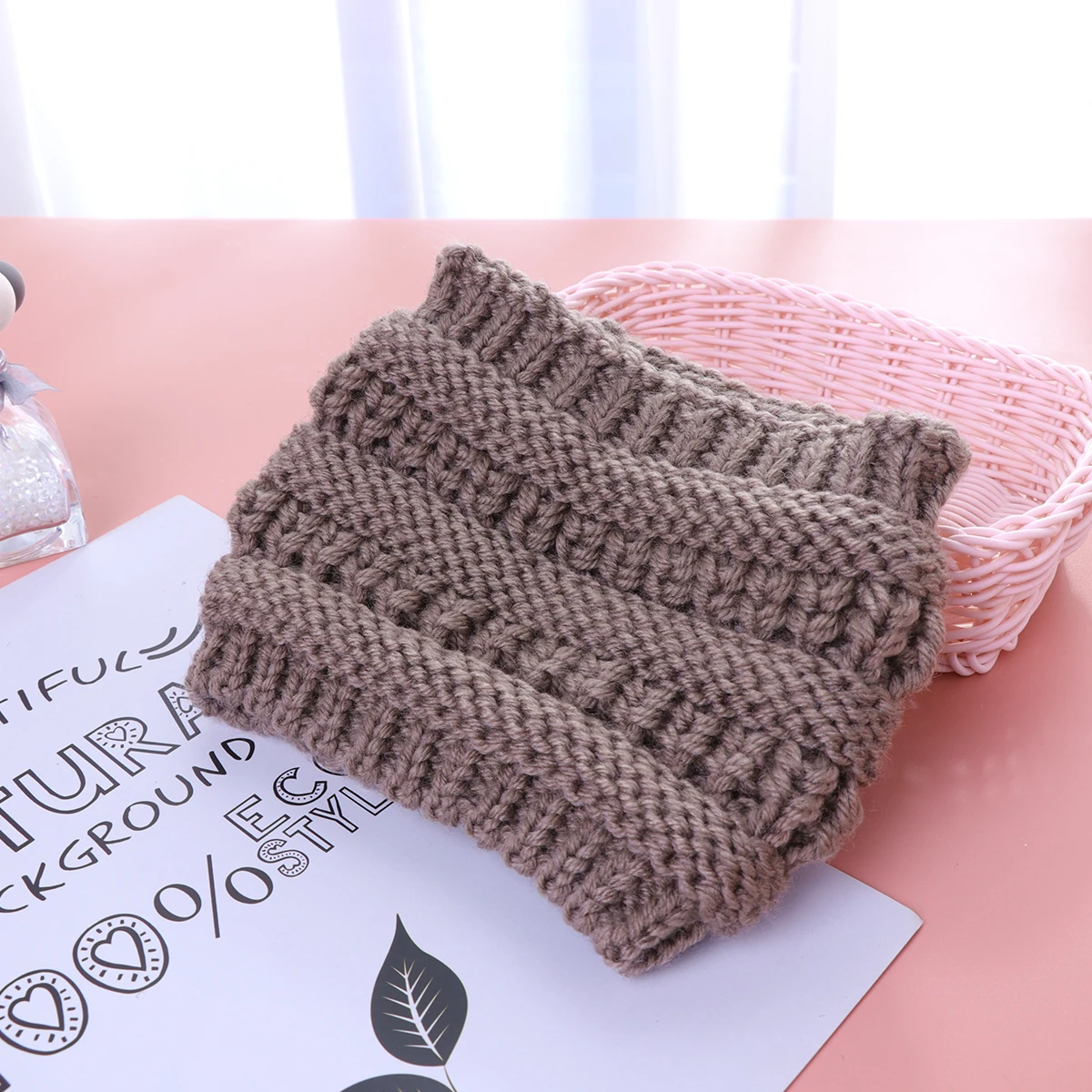 

Warm Knitted Headbands Wool Yarn Ear Warmer Autumn Winter Khaki Hair Band Crochet Turban Elastic Fleece Lining Suitable Skating