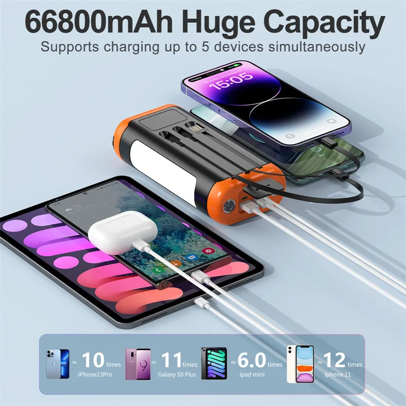 Waterproof Dual Usb Portable 30000mah Solar Charger Solar Power Bank for Phone Outdoor Solar Mobile Phone Charger