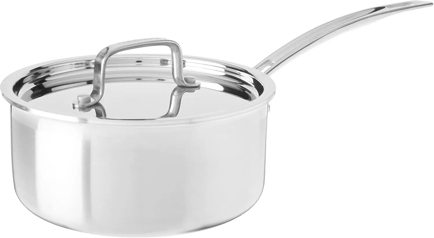 

Premium 2-Quart Stainless Steel Saucepan with Cover, Cool-Touch Handle, Drip-Free Pouring