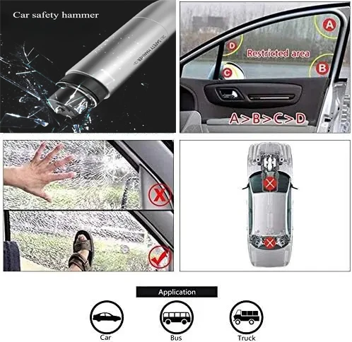 Car Window Glass Breaker Seatbelt Cutter Emergency Tungsten Steel Tip Safety Hammer Auto Rescue Safety Break Hammer view 6
