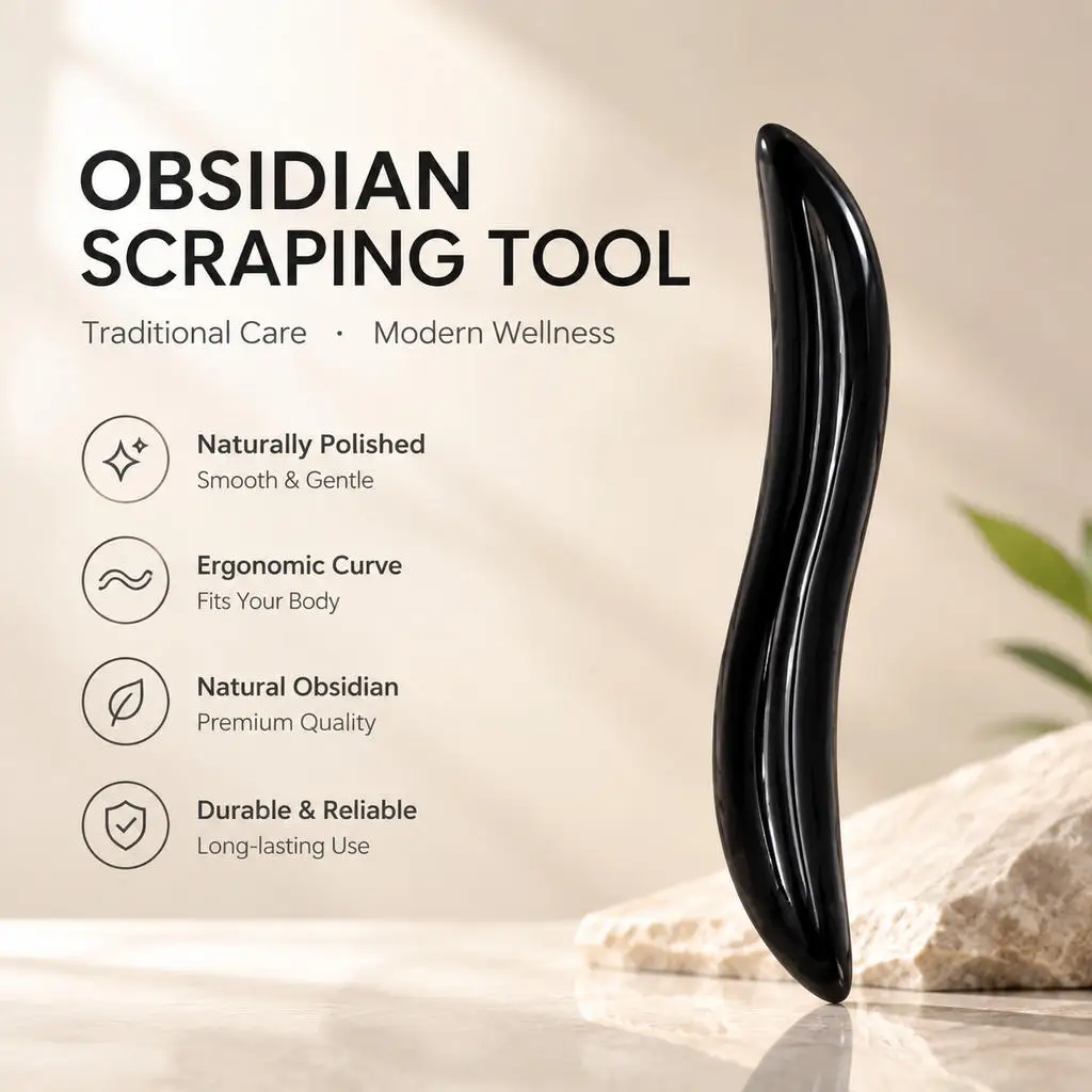 Obsidian Scraping Acupuncture Massage Stick Gua Sha Board Facial Beauty Tools Meridian Point Gouache Scraper Skin Tool