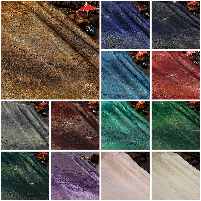 1M Celadon Green Gold Weave Jacquard Brocade Fabric Heavy Texture Vintage Mural Hanfu Dress Chinese Ancient Costume Apparel view 5
