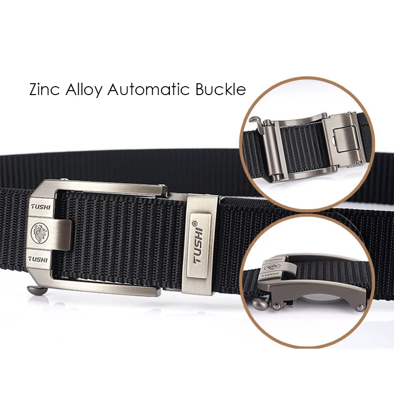 VATLTY Cinturón de hebilla automático para hombres 34 mm Cinturón táctico militar de nylon real Cinturón táctico antideslizante Cinturón de caza de