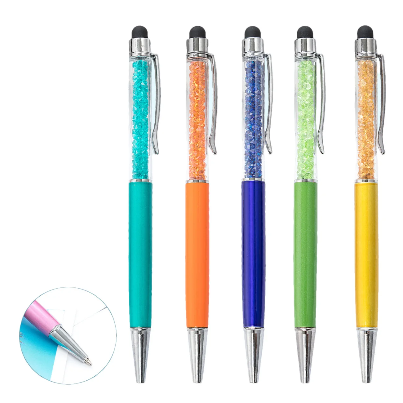 

1PCS Colorful Crystal Ballpoint Pen Metal Stylus Touch Pen For Writing Stationery Office Supplies Christmas Gift