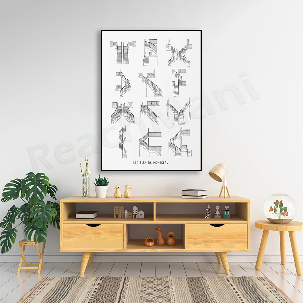 

Montreal's Plex Outdoor Staircase Poster Canvas Print that showcases the best and worst of Montreal in one poster!