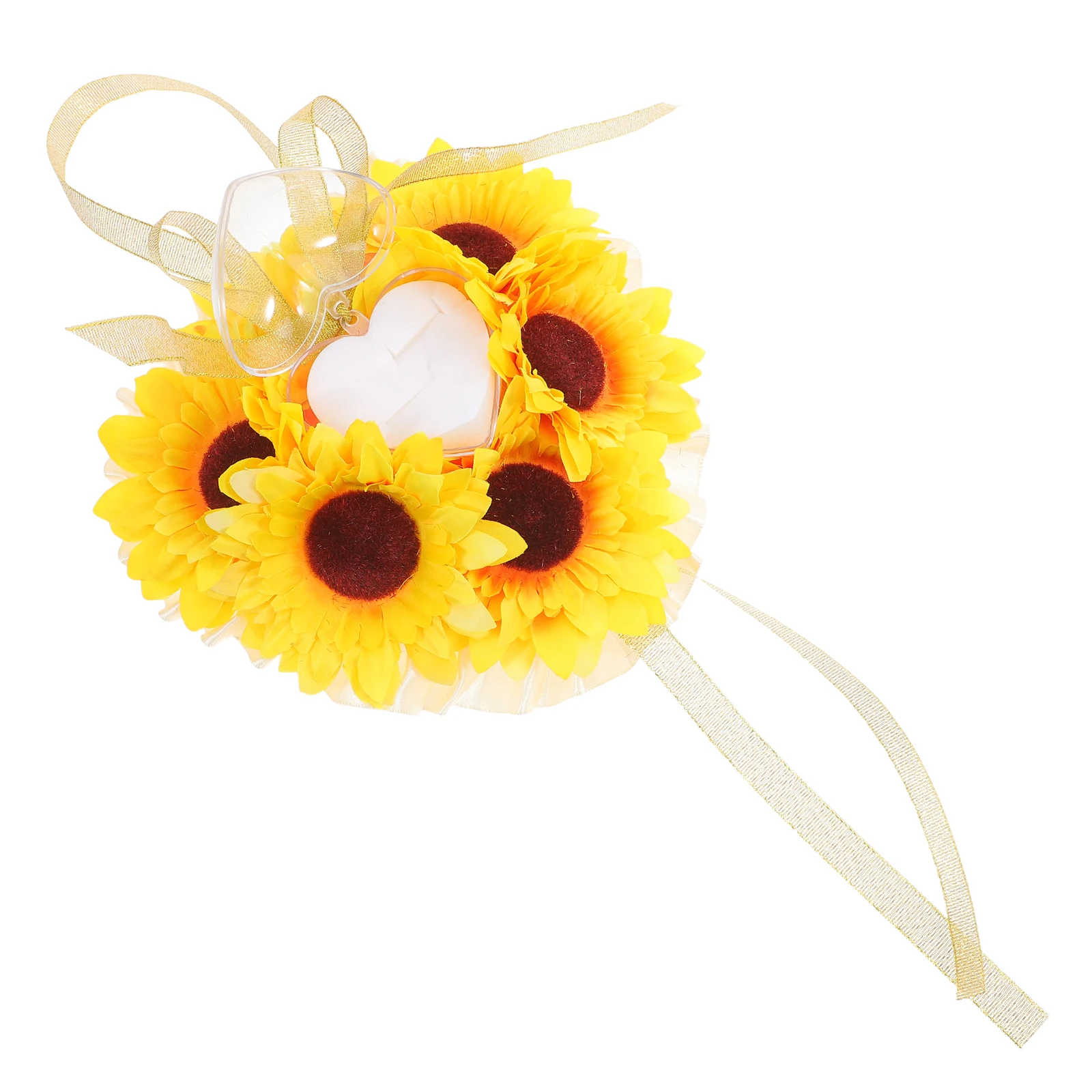 

Ring Pillow Sunflower Wedding Holder Decorative Rings Cushion Embroidered Pillows for Ceremony