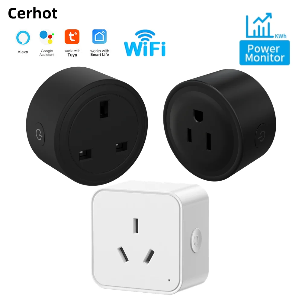 20A Tuya Smart Socket WiFi UK/EU/US Adattatore Home Alexa Controllo vocale con funzione timer di monitoraggio energetico Set di prese di corrente