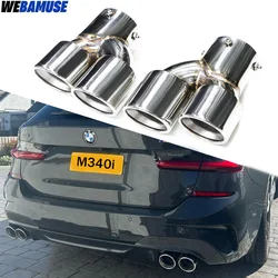 Car Exhaust Pipe Carbon Fiber Four Exhaust Tip For BMW M340i G20 G21 2019-2024 Muffler Tailpipe Exhaust System