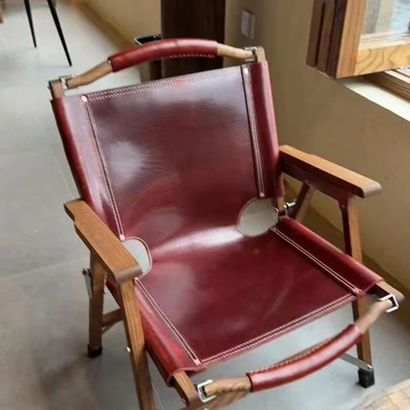 

Leather Wooden Living Room Chairs Lazy Designer Fishing Relax Living Room Chairs Modern Nordic Poltrona Entrance Hall Furniture