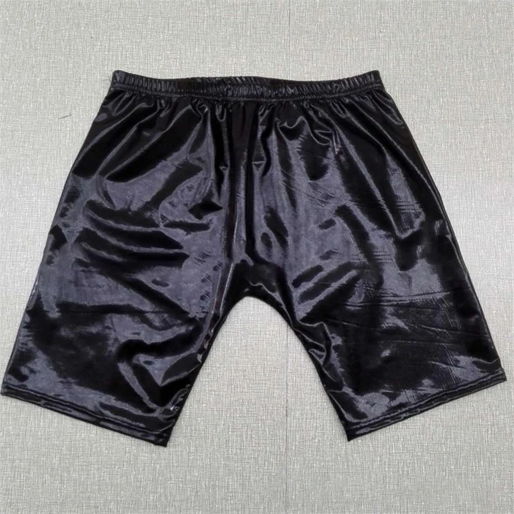 

2022 Men PU-Leather Underwear Wet Look Briefs Nightclub Stage Panties Sexy Shorts Pants Black Fashionable Underpants