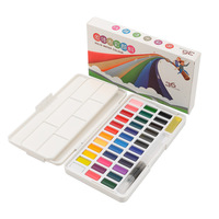 36 Color Solid Watercolor Paint Set Art Set With Water Brush Pen Watercolor Pigment Art Supplie(Color box size 21*11.5*2.6))