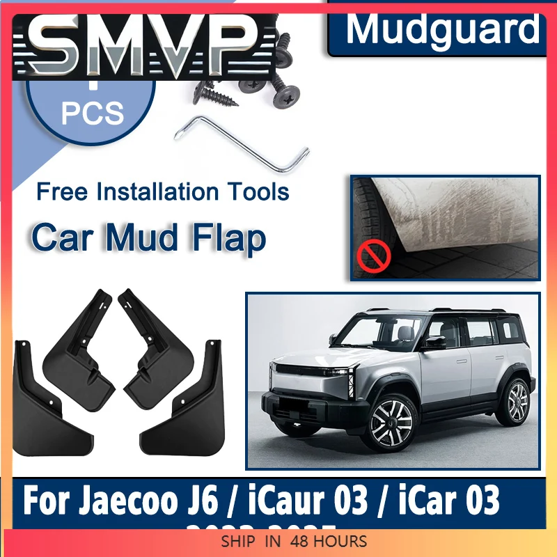 

New Car Mudguards For Chery iCar 03 Jaecoo J6 iCaur 03 2023 2024 2025 Auto Mudflaps Splash Guard Fenders Anti-scratch Accessorie