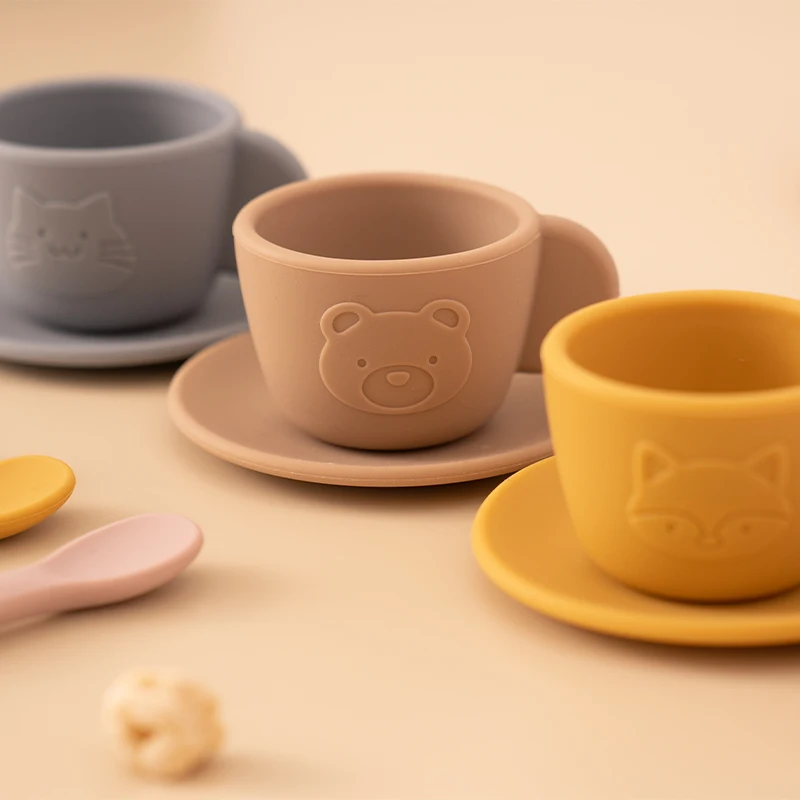 Service de thé en Silicone pour petits garçons et filles, accessoires de cuisine, jouets éducatifs, jeu de simulation, service à thé avec tasses à thé