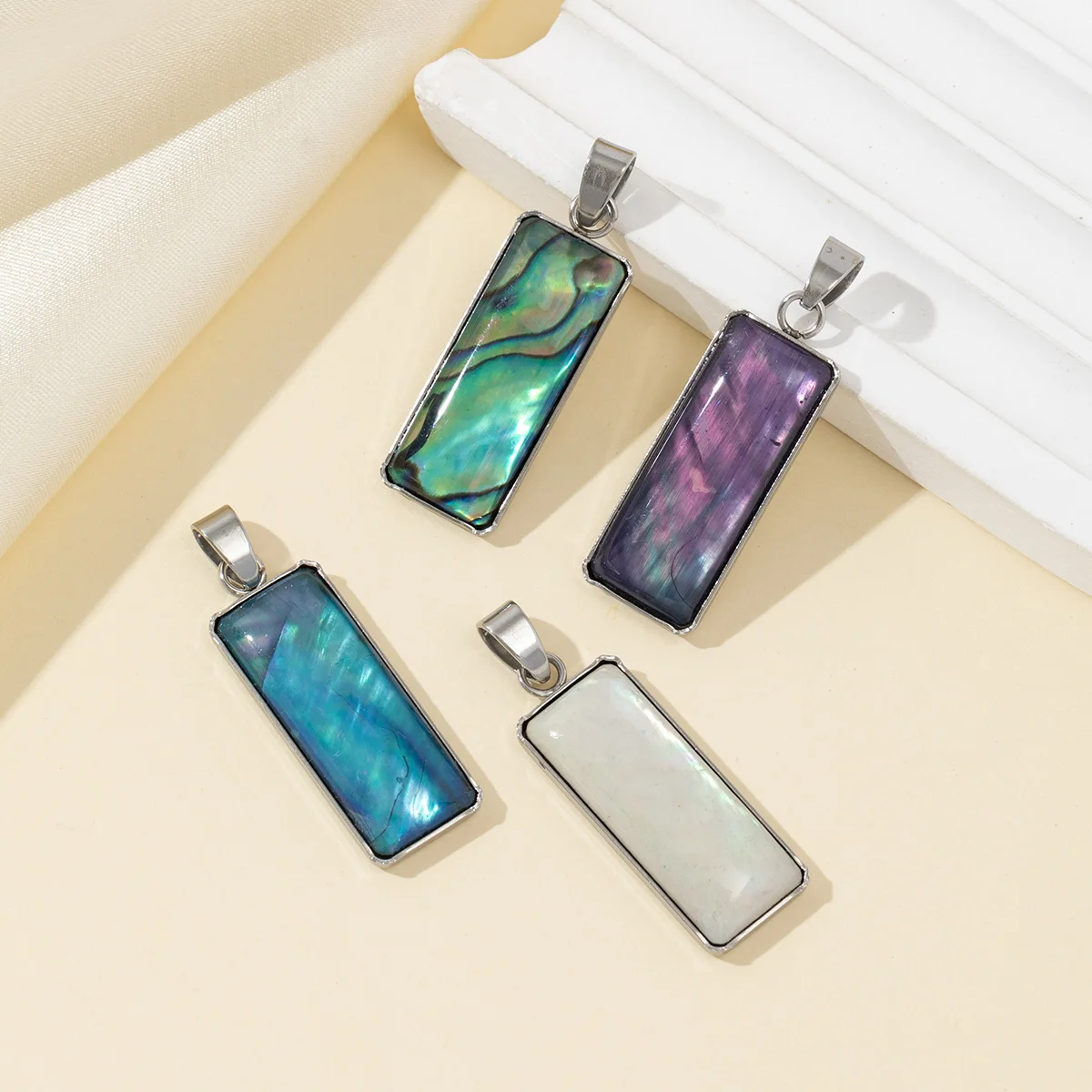 1pcs 36x11mm Natural Colorfu Shell Rectangle Pendant for Women Gift Jewelry Make Supplies DIY Necklace Earrings Accessories