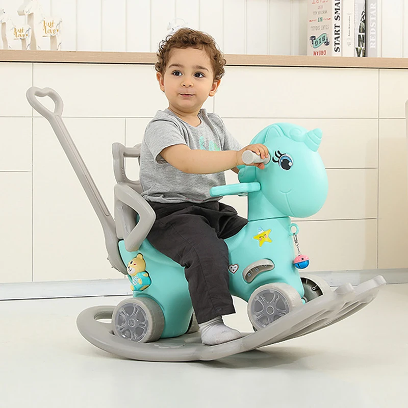 Baby Rocking Horse Multi-functional Kids Rocking Chair Balance Car Thickening Chassis Indoor Riding Toys For 1-6years old