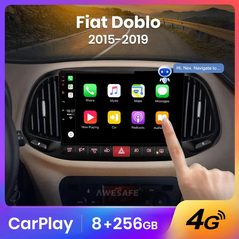 AWESAFE Wireless CarPlay Autoradio for  Fiat Doblo 2015-2019  Car Radio Multimedia Player Android Auto Stereo GPS