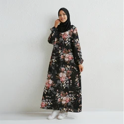 Muslim Dresses Women Maxi Dresses Mujer Vestidoes Female Loose Dresses Full Sleeve Printed Floral Casual Robe Long Dress