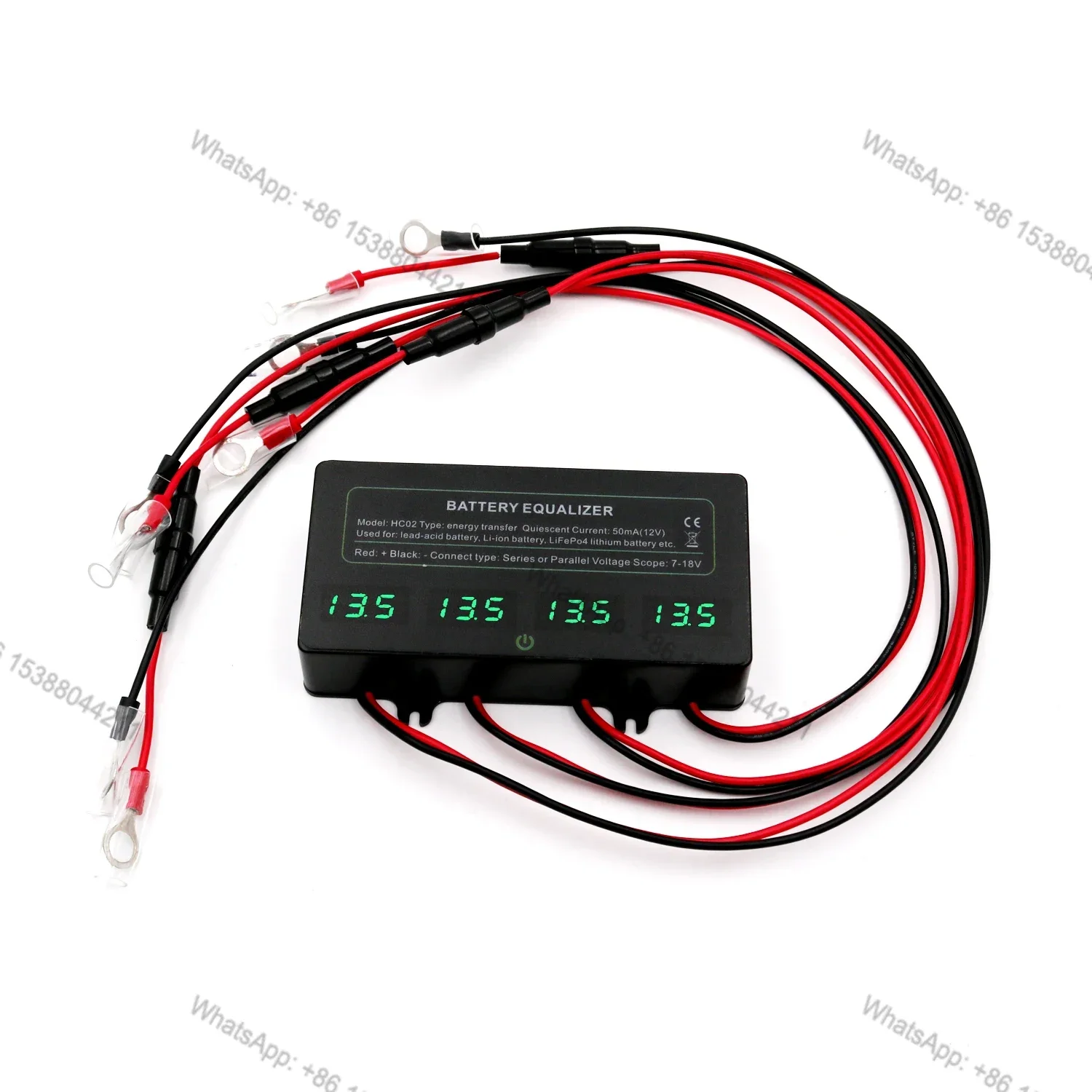 ANGUI HC02 Battery Equalizer 4 X12V Batteries 10A Current Active Voltage Balancer Li Li-ion Lead Acid Touch Switch LED Display