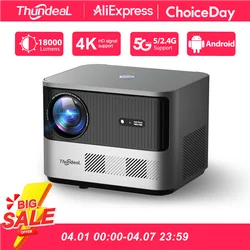 Projektor ThundeaL TDA6 Full HD 1080P 2K 4K Wideo Kino domowe Automatyczne ustawianie ostrości Projektor 5G WiFi Android TDA6W Przenośny projektor 3D