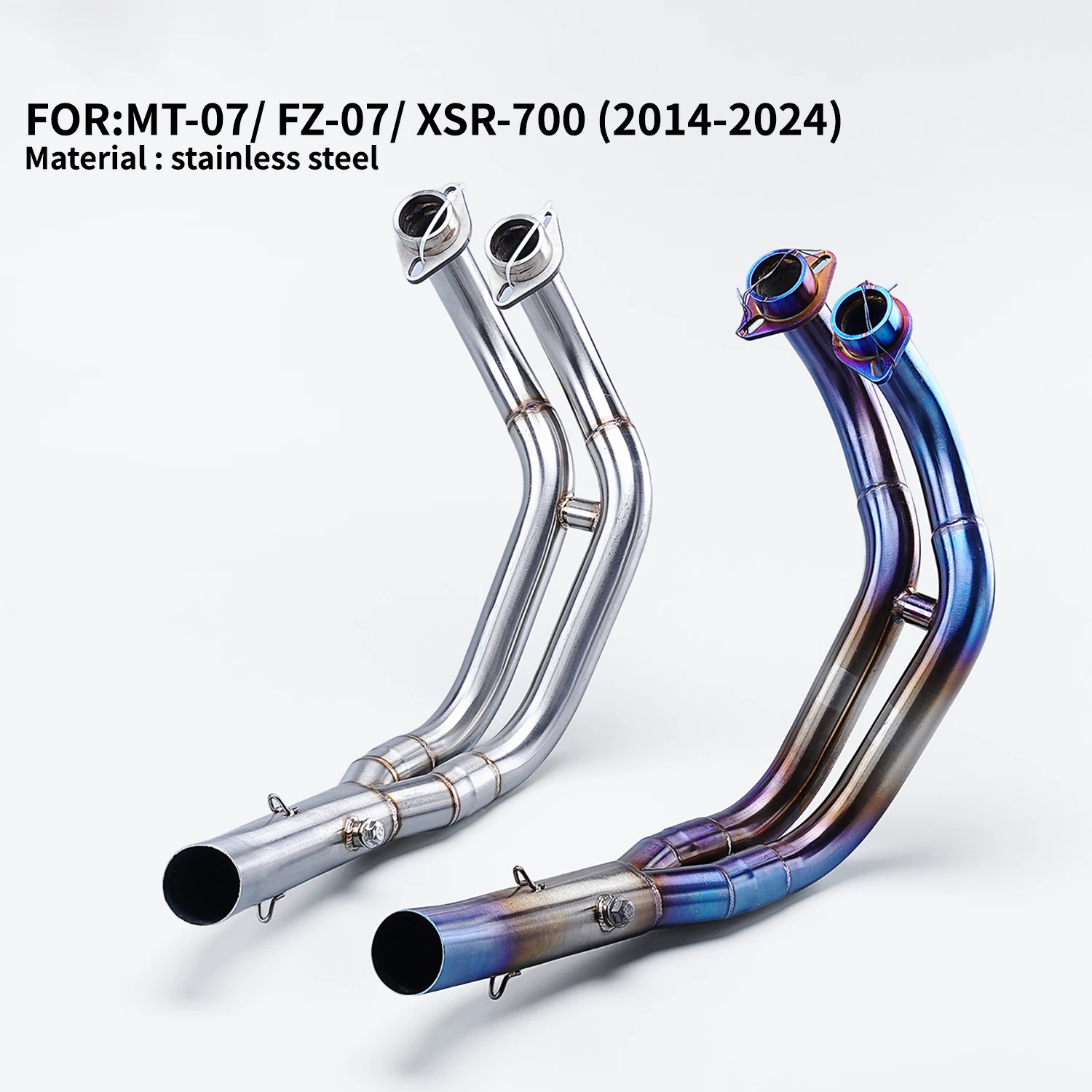 

Выхлопная система для мотоциклов MT07 FZ07 Tracer 7 XSR700 R7 2014-2024, 51 мм, из нержавеющей стали, передняя соединительная труба (хедер)