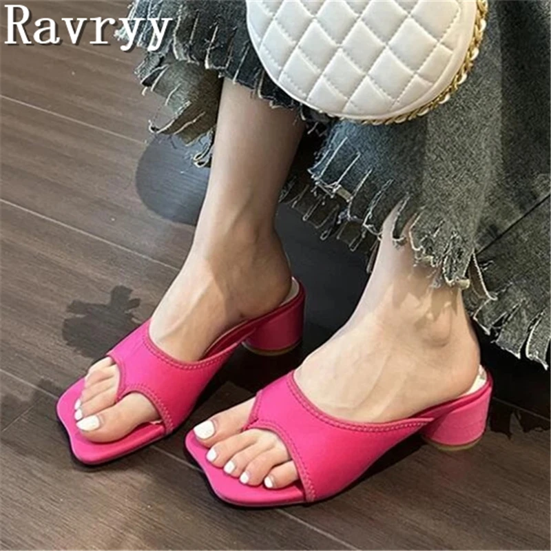 

Новые летние женские круглые шлепанцы на высоком каблуке, брендовые дизайнерские сандалии с застежкой на носок, модные уличные повседневные тапочки