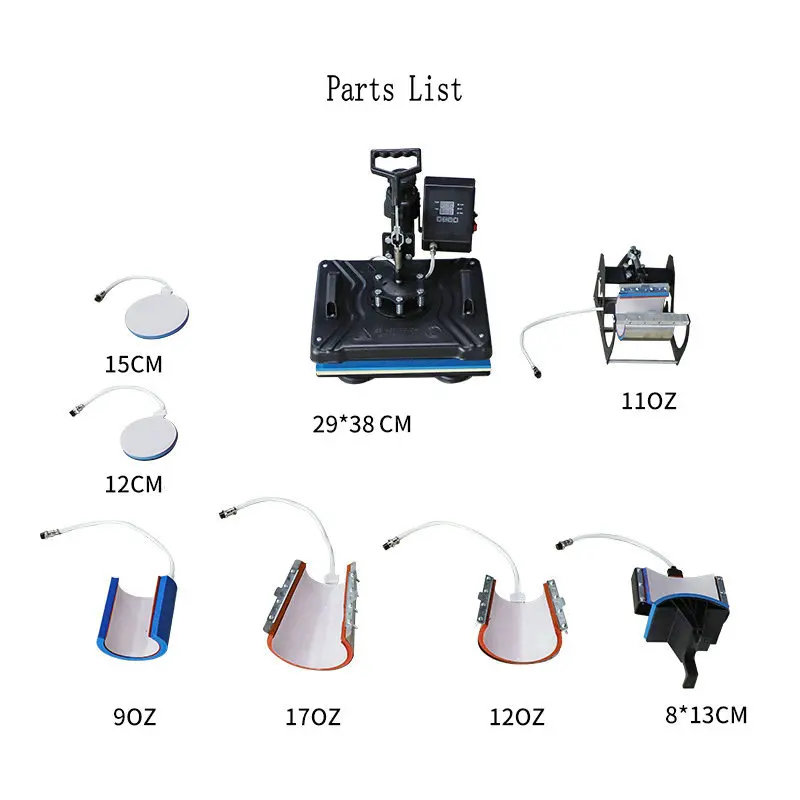 Eight syncretic multifunctional manual figure hot t-shirts printed pyrograph machine stamping press baking cup machine