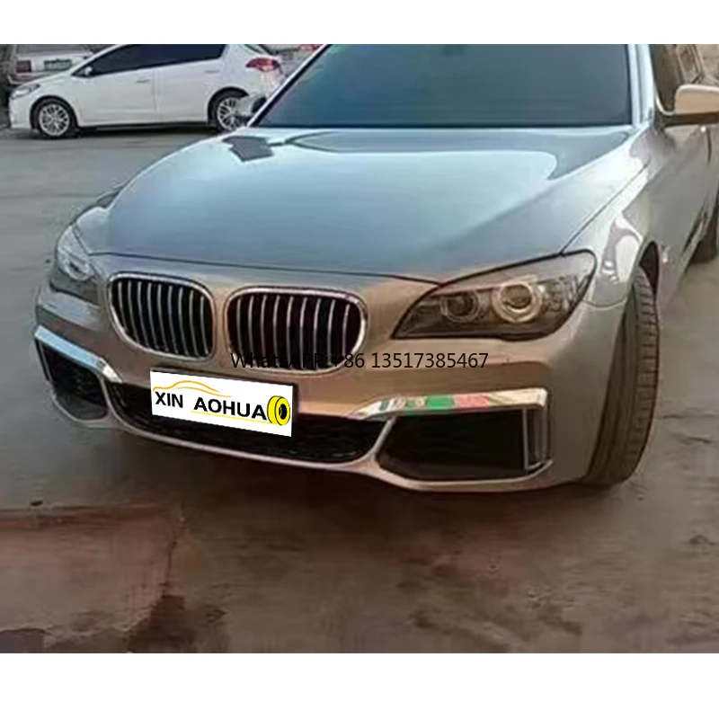 طقم هيكل F01 F02 معدّل عالي الجودة على شكل حرف M مصدات أمامية وخلفية لسيارة BMW 7 Series 2012
