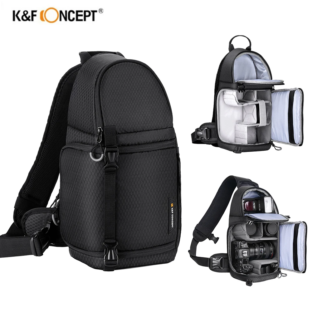 K&F Concept Przenośna torba na aparat na jedno ramię Wielofunkcyjny plecak o pojemności Wodoodporne torby na obiektywy do lustrzanek cyfrowych