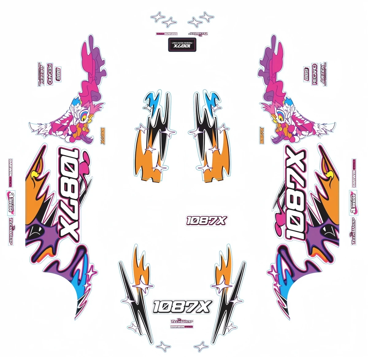 TC975 Pre‑Cut Clear Livery Stickers for 1/10 A90 Supra 1087X RC Drift Car