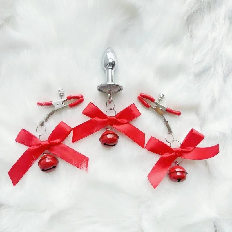 Sexy Bowknot Adjustable Nipple Clamps Breast Flirting Teasing Bdsm Small Bell Adult Fetish Erotic Anal Plug Sex Toys For Women
