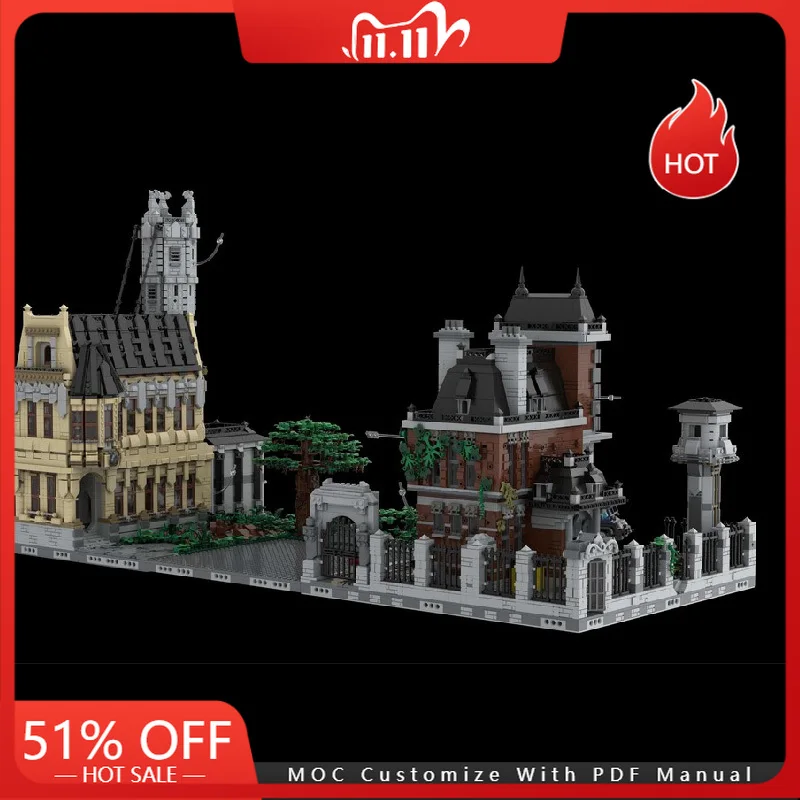 

10856 шт. городские уличные виды модульное расширение Mental Asylum MOC строительные блоки Diy образовательная сборка игрушки для мальчиков и девочек подарки