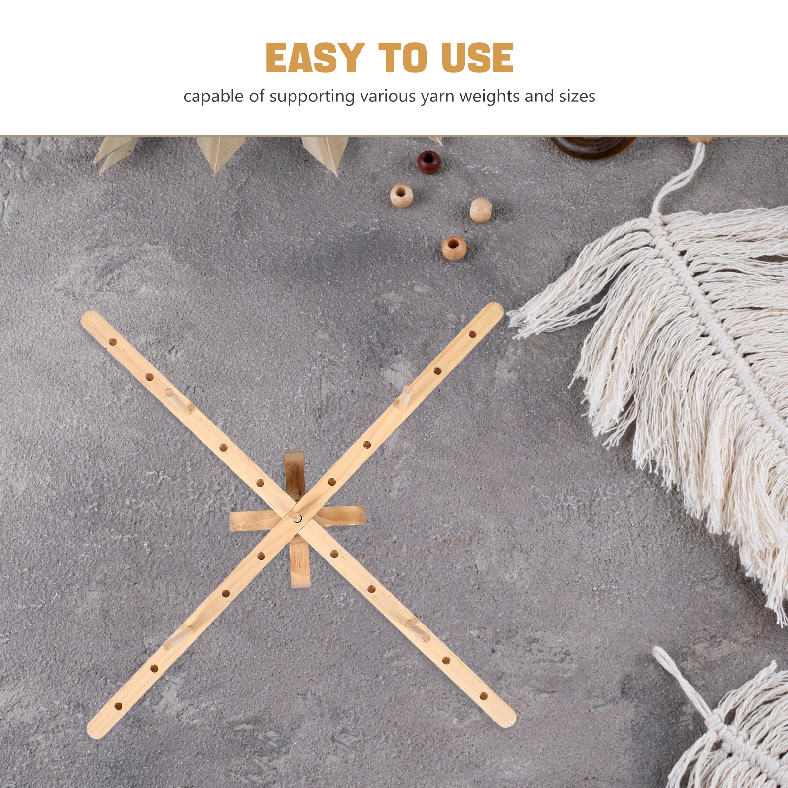 ที่ม้วนไหมพรมไม้ 1 ชิ้น แบบหมุนได้ ขนาดกะทัดรัด สำหรับงานถักมือ ที่เก็บไหมพรมไม้ธรรมชาติ - อุปกรณ์ม้วนไหมพรมสำหรับงานฝีมือที่บ้าน