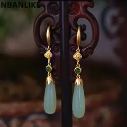 1 Pair Korean Style Water Drop Earrings Geometric Jade Ear Drop Fashion Jewelry