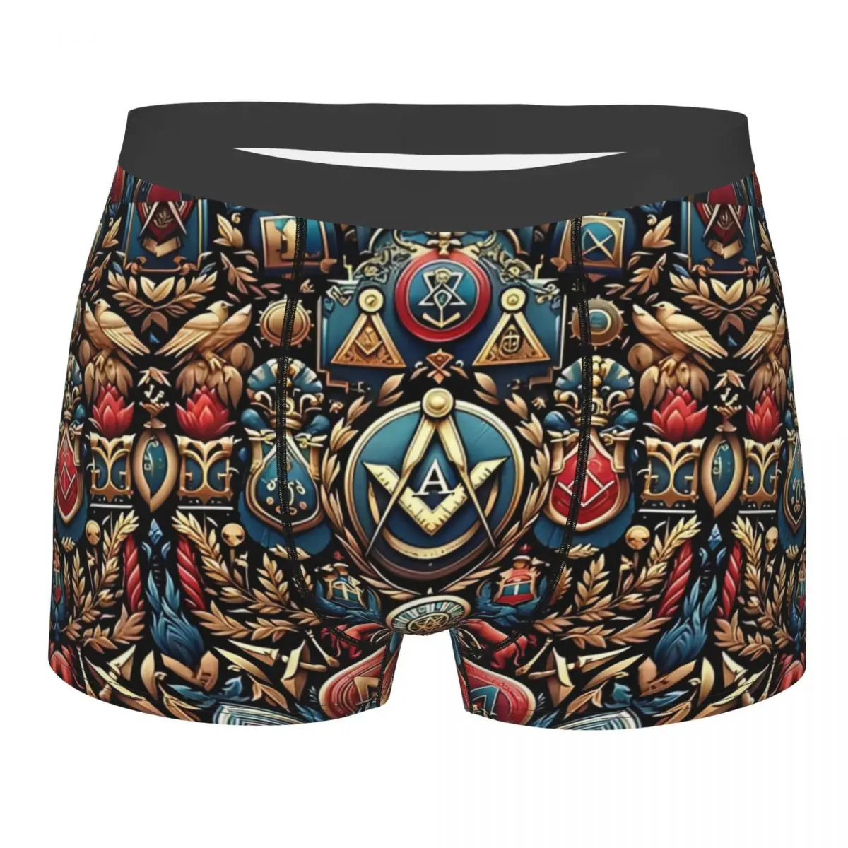 Freemasonry Crests Heraldic Masonic Symbol Men's Underwear Boxer Briefs Shorts Panties Humor Soft Underpants for Male