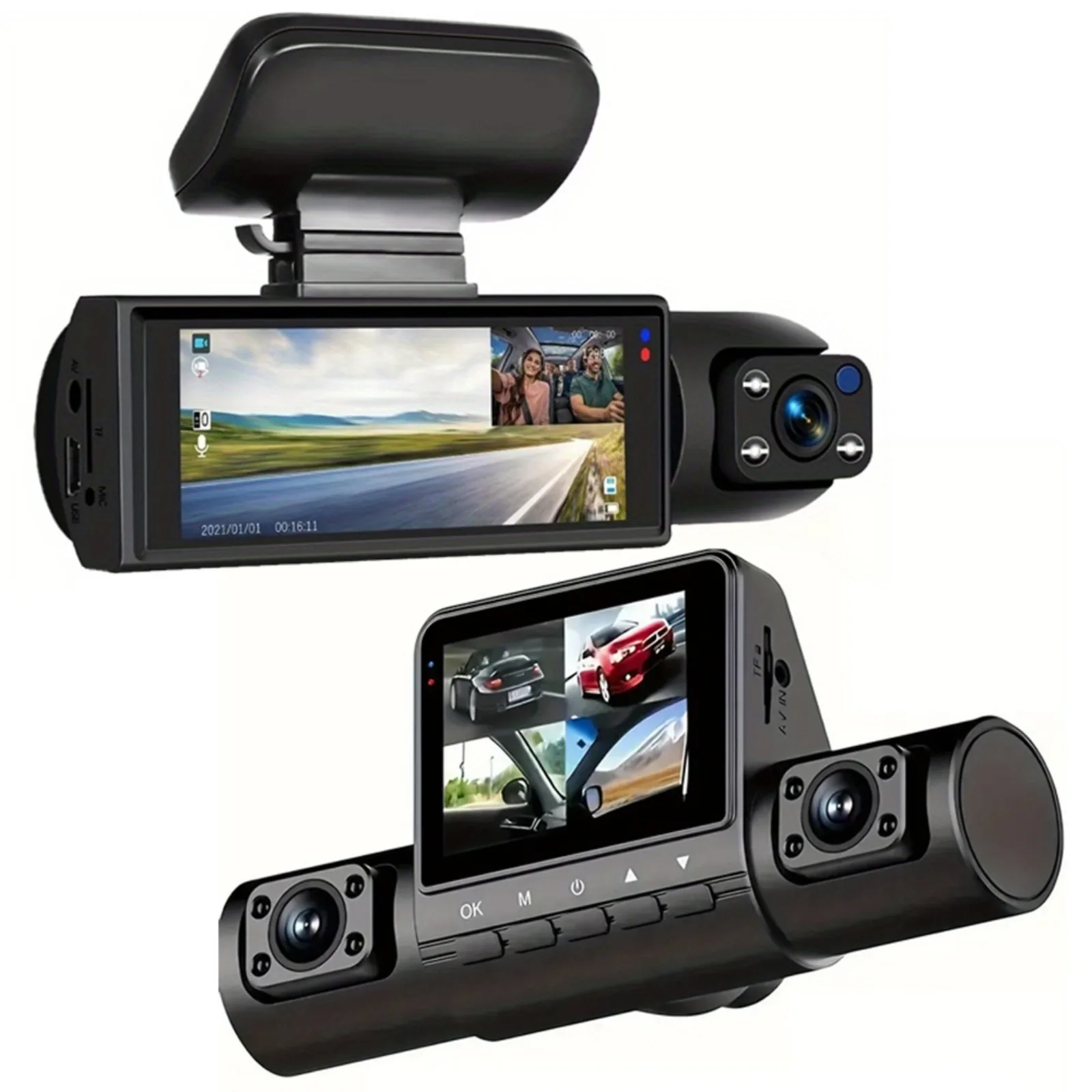 

4-Lens Dash Cam, Panoramic Recording, IR Night Vision, IPS Screen, 24H Parking Monitor, Easy Installation, Car Security System, HD Driving Recorder.