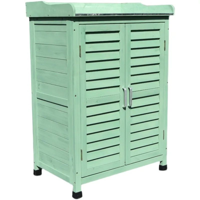 

Outdoor storage cabinet sorting storage balcony courtyard solid wood anti-corrosion water drying console