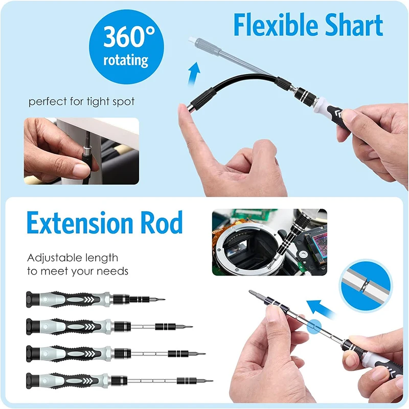 JUNEFOR 132 In 1 Screwdriver Set Precision Magnetic Phillips Slotted Screw Driver Bit Kit Multifunctional Electronic Repair Tool