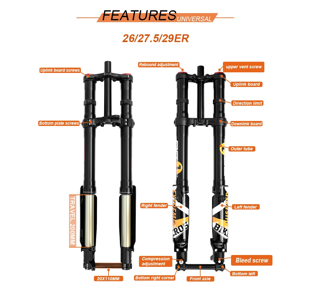 FASTACE DH Fork 26/27.5/29 Inch Hydraulic Suspension Motorcycles Fork Downhill Bike Mountain Bicycle Inverted Forks