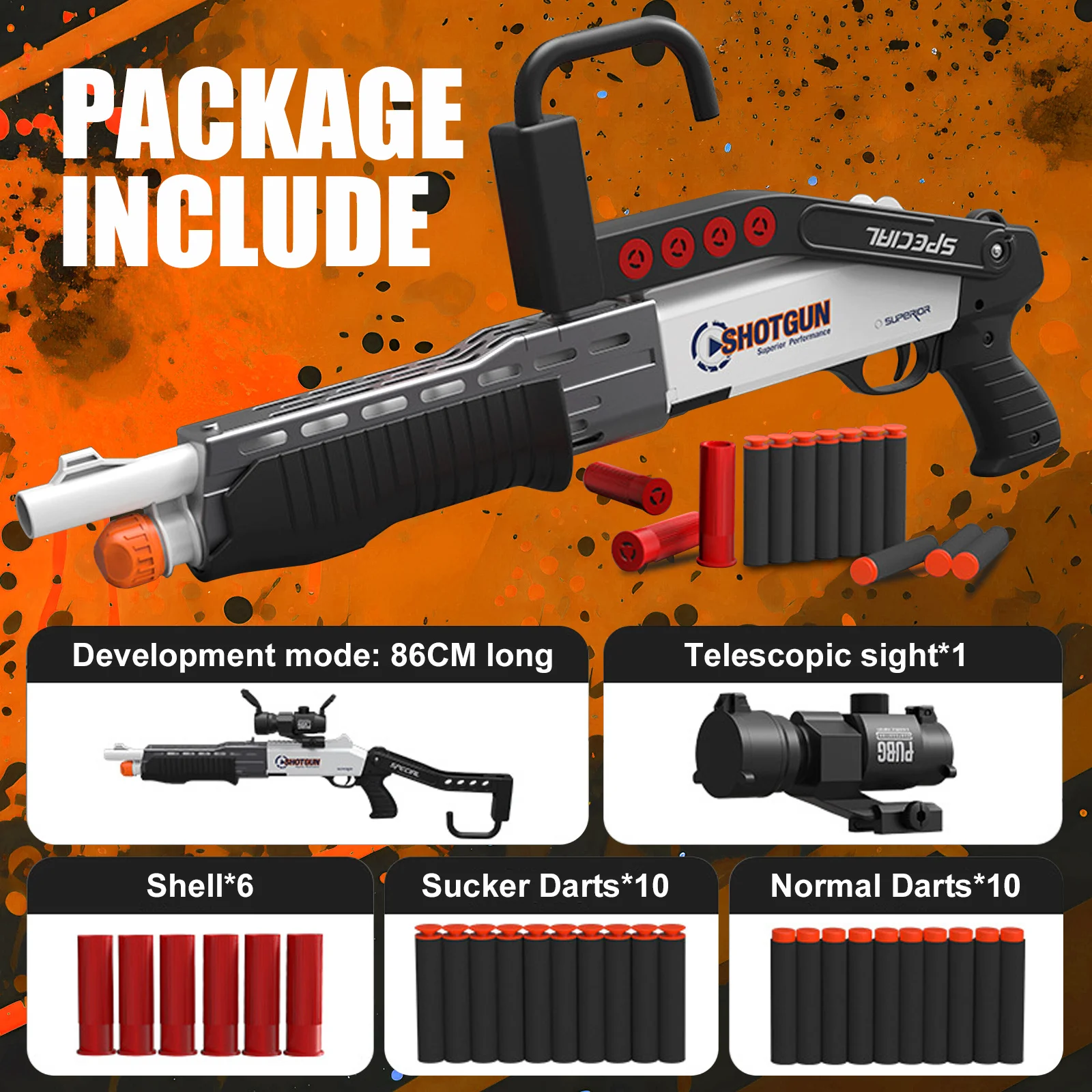 

360 ° Вращающийся крючок, 32-футовый струйный пистолет для стрельбы из пенопласта с выбросом ракушки, прочный АБС-материал, идеально подходит для дня рождения и Хэллоуина