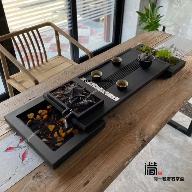 

Wujinshi tea tray household high-end Chinese dry brewing table flowing water fish tray natural kung fu tea set