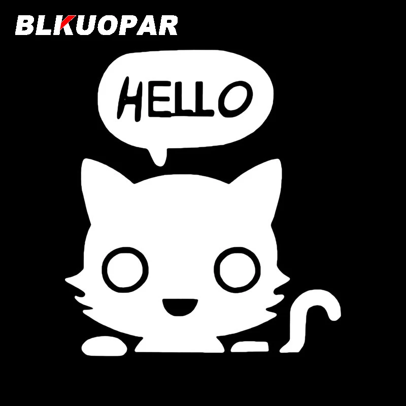 BLKUOPAR Hello Cat ملصقات السيارات انسداد الصفر ملصق لطيف مقاوم للماء مكيف الهواء ركوب الأمواج باب السيارة حامي