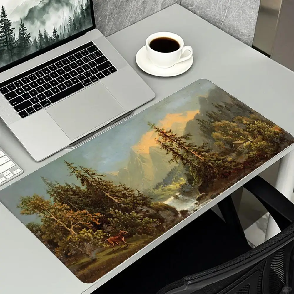 Autumn Forest Snow Mountain Large Mouse Pad Non Slip Rubber Base Scenic Print Gaming Desk Mat Mousepad For Office Styled