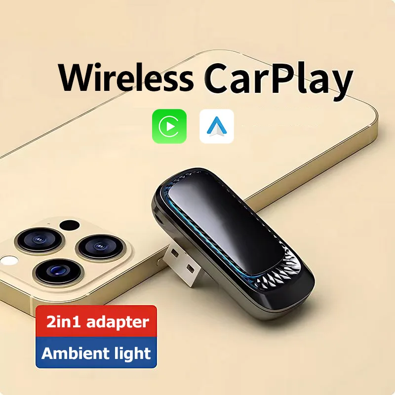 

Mini Wired to Wireless 2 in 1 AI Box Carplay 5G Wifi & Bluetooth 5.0 Android Auto Plug and Play Non-inductive Connection