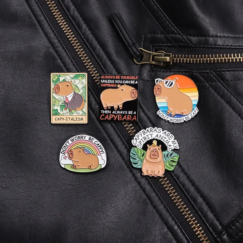 Cute Capybara Hippo Enamel Pins Cartoon Animal Metal Brooches Funny Backpack Lapel Badges Jewelry Gifts for Friends Wholesale